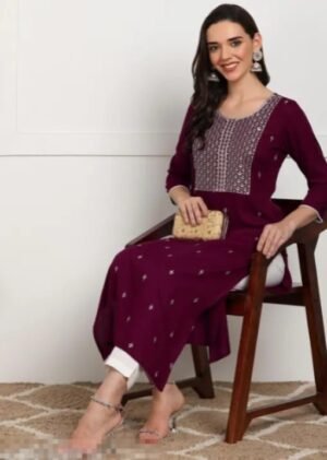Stylish single Embroidery sequence work kurti