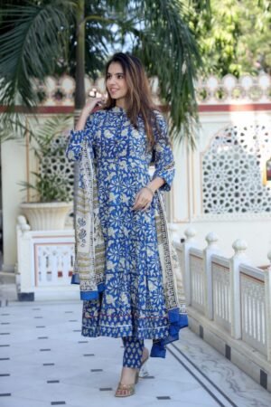 NEW COLLECTION OF PURE BAGRU HANDBLOCK PRINTED ANARKALI 3PC SET♦️♦️